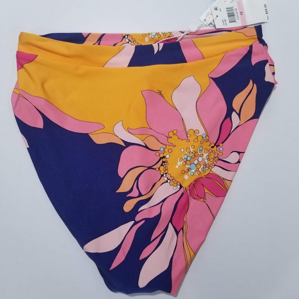 Trina Turk Breeze Printed High-Waist Bikini Bottoms Size 10 - Picture 5 of 7